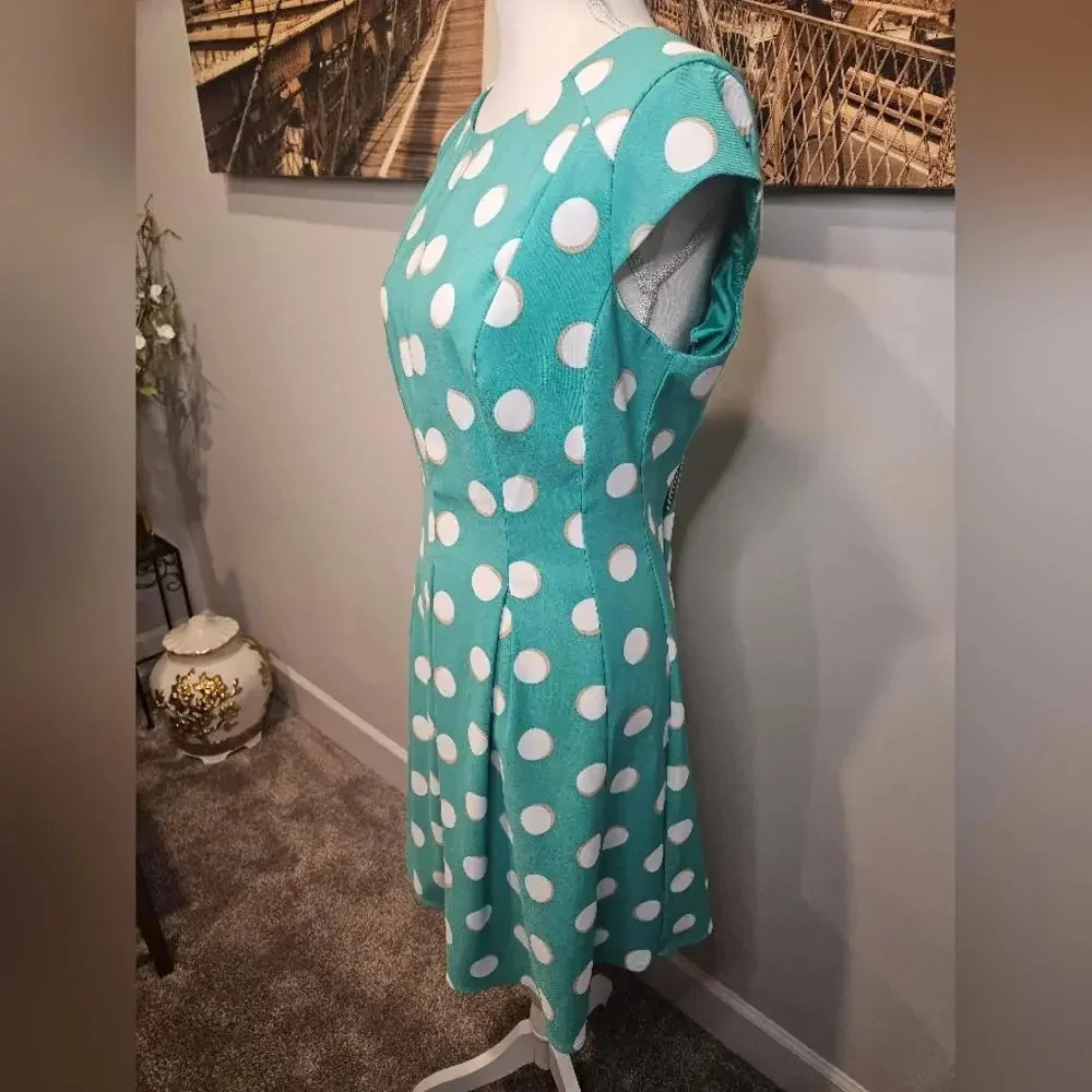 AGB Teal Polka Dot Midi Dress